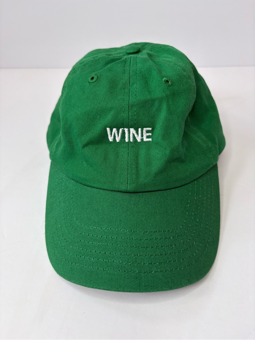 The Wino Shop The Wine Embroidered Stitching Dad Hat Kelly Green‎ Brunch Weekend